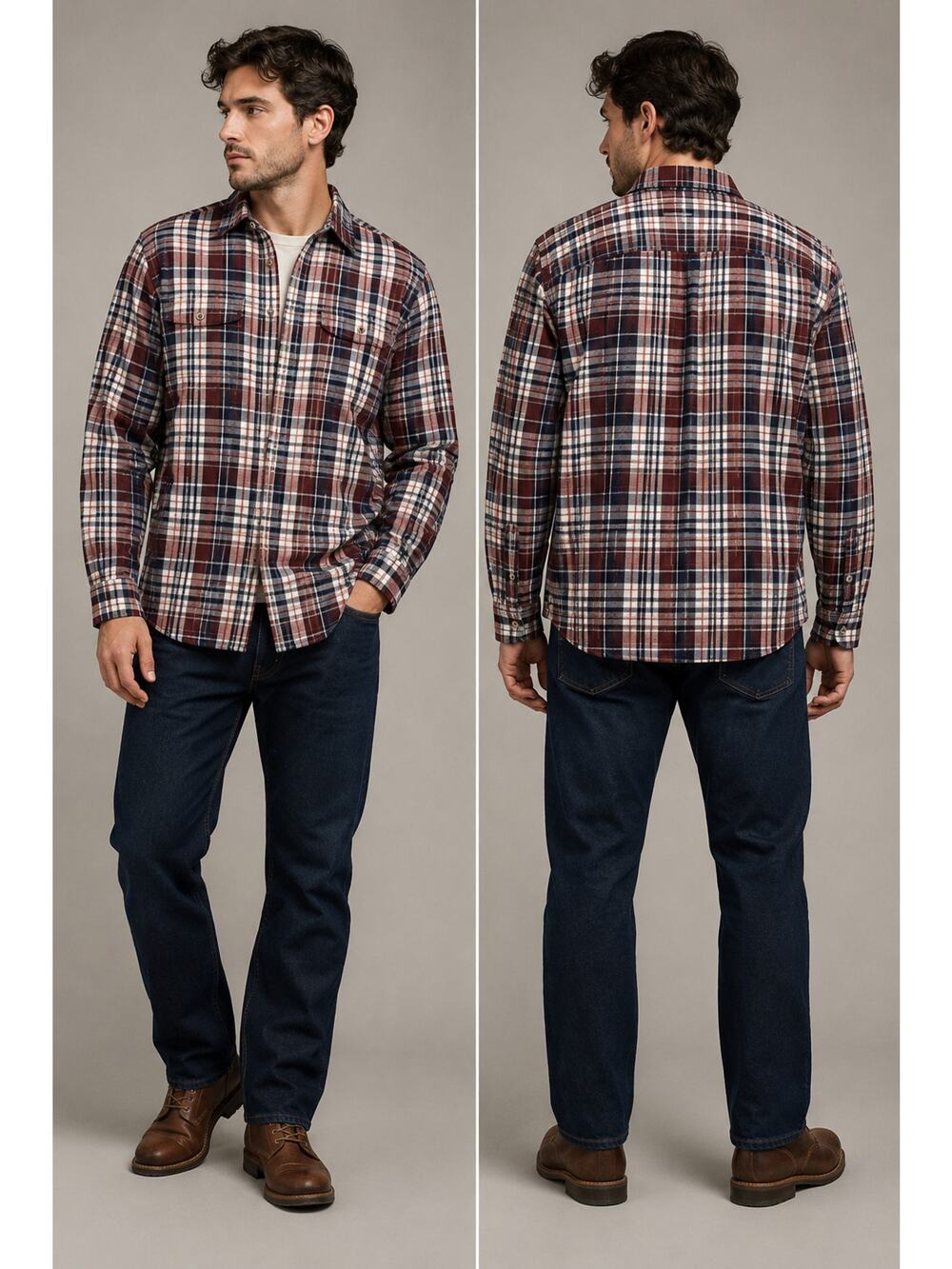 Eddie Bauer Men's Heavy Plaid Shirt size L